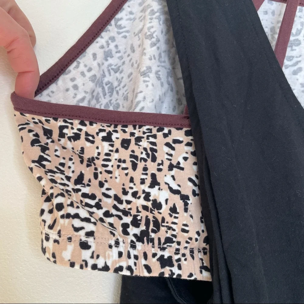 Simply Cacique Black Pajama Sleep Shirt Chemise Tank Bra Animal Print - Picture 2 of 9